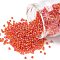 Round Glass Seed Beads, Transparent Colours Rainbow, Round, Red, 12/0, 2mm, Hole: 1mm, about 30000pcs/pound