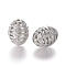 Hollow Alloy Beads, Long-Lasting Plated, Oval, Platinum, 25x19mm, Hole: 3mm