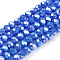 Electroplate Glass Beads Strands, Opaque Solid Color, AB Color Plated, Faceted, Rondelle, Blue, 4x3mm, Hole: 0.8~1mm, about 105~110pcs/strand, 38~39cm