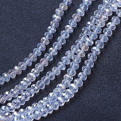 Electroplate Glass Beads Strands, AB Color Plated, Faceted, Rondelle, Clear AB, 2.3~2.7x2mm, Hole: 0.4mm, about 135~140pcs/strand, 26~27cm