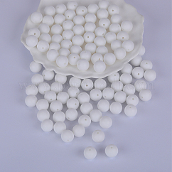 Round Silicone Focal Beads, White, 15mm, Hole: 2mm