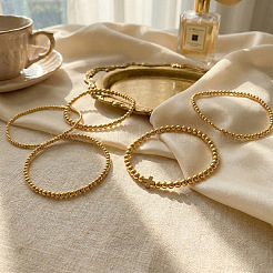 5Pcs 5 Styles Summer Brass Cross Round Beaded Stretch Bracelet Sets&nbsp;FV3491