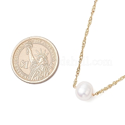 Natural Cultured Freshwater Pearl Potato Pendant 304 Stainless Steel Singapore Chains Necklaces&nbsp;NJEW-JN05273-01