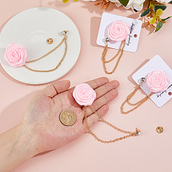4Pcs Polyester Rose Flower Lapel Pin Backs&nbsp;JEWB-FH0002-09A