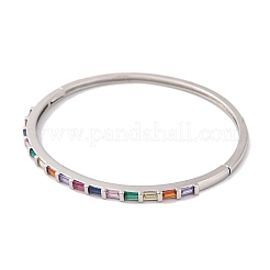 Brass Pave Colorful Glass Hinged Bangles for Women&nbsp;BJEW-S147-21D-P