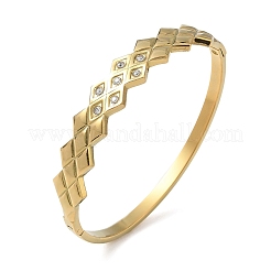 304 Stainless Steel Crystal Rhinestone Hinged Cuff Bangles&nbsp;SA-CBAB92B-18G