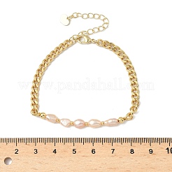 Natural Pearl Beaded Link Bracelets&nbsp;BJEW-A038-02G