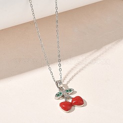 Brass & Cubic Zirconia Enamel Pendant Necklaces&nbsp;SA-CBA7E55-02P