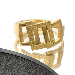 Textured 304 Stainless Steel Hollow Rectangle Finger Ring for Women&nbsp;RJEW-L126-12B-G
