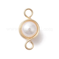 Natural Cultured Freshwater Pearl Copper Wire Wrapped Connector Charms&nbsp;PALLOY-JF02605