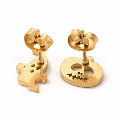 Halloween Pumpkins and Ghosts 304 Stainless Steel Asymmetrical Earrings&nbsp;EJEW-B019-03G