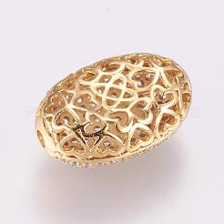 Brass Micro Pave Cubic Zirconia Beads&nbsp;KK-P116-21G