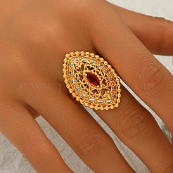 Geometric Hollow Brass Micro Pave Adjustable Finger Rings for Women&nbsp;XZ3446-1
