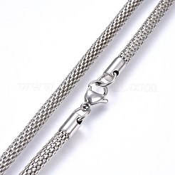 Non-Tarnish 304 Stainless Steel Mesh Chain Necklaces&nbsp;NJEW-F227-10P-04