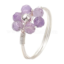 Natural Apatite & Amethyst & Green Aventurine & Carnelian Finger Ring&nbsp;RJEW-TA00164