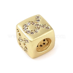 Brass Micro Pave Clear Cubic Zirconia European Beads&nbsp;KK-K368-01G-02