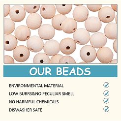 Round Unfinished Wood Beads and Nylon Packaging Vacuum Bag&nbsp;WOOD-PH0008-50