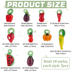 70Pcs 10 Styles Fruit & Vegetable Theme Glass Pendants&nbsp;GGLA-PH0001-69