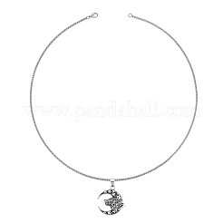 Viking Series Wolf Head Moon Star Pendant Necklace with Iron Chain for Men&nbsp;PW-WG50865-01