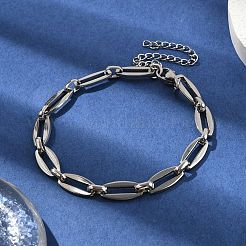 304 Stainless Steel Oval Link Chains Bracelets for Men & Women&nbsp;BJEW-D042-34P