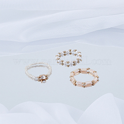 3Pcs Acrylic & Plastic Pearl Finger Rings Set&nbsp;RJEW-LP0003-59B