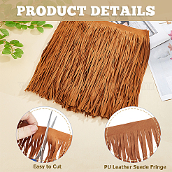 2M PU Leather Suede Fringe Trim&nbsp;DIY-HS0002-24B