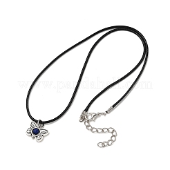 3Pcs Alloy & Natural Lapis Lazuli Pendant Waxed Cord Necklace&nbsp;NJEW-JN05438