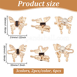6Pcs 3 Colors Butterfly Alloy Adjustable Jean Button Pins&nbsp;FIND-HY0003-17