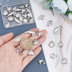 36Pcs 6 Style 304 Stainless Steel Charms&nbsp;STAS-UN0020-38P