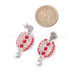 304 Stainless Steel Faceted Bicone Glass Beads Dangle Stud Earrings&nbsp;EJEW-WZ00437-03