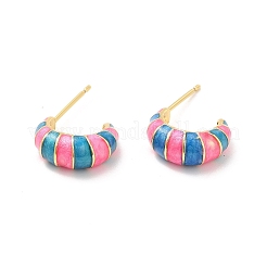 Enamel Croissant Stud Earrings&nbsp;EJEW-P213-19G