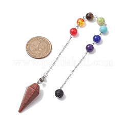 Chakra Synthetic & Natural Mixed Gemstone Pointed Dowsing Pendulums&nbsp;PALLOY-JF02608-02