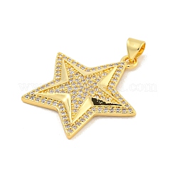 Rack Plating Brass Micro Pave Clear Cubic Zirconia Pendants&nbsp;KK-K341-74G