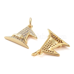 Rack Plating Brass Micro Pave Clear Grade AAA Cubic Zirconia Pendants&nbsp;KK-M280-06G