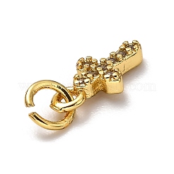 Brass Micro Pave Cubic Zirconia Tiny Cross Charms&nbsp;ZIRC-H119-04