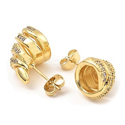 Rack Plating Brass Micro Pave Clear Cubic Zirconia Stud Earrings&nbsp;EJEW-M223-01G
