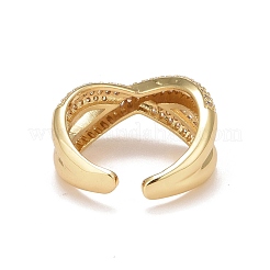 Clear Cubic Zirconia Criss Cross Open Cuff Ring&nbsp;RJEW-G251-05G