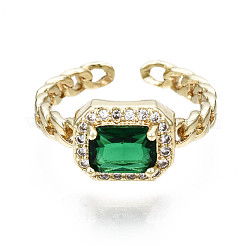 Brass Micro Pave Cubic Zirconia Cuff Rings&nbsp;RJEW-Q161-003B-NF