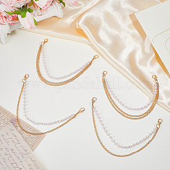 4Pcs 2 Styles Alloy & Imitation Pearl Three-layer Boot Strap Chains&nbsp;AJEW-ME0003-09