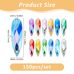 150Pcs Acrylic Faceted Teardrop Links Connector Charms&nbsp;MACR-HS0001-06