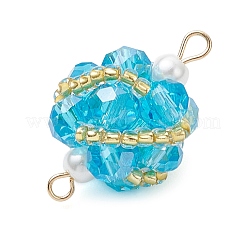 Glass Beaded Round Sphere Links&nbsp;PALLOY-MZ00874-04