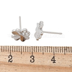 Brass Clover Stud Earrings&nbsp;EJEW-R016-20P