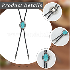 Natural Turquoise with PU Leather Lariat Necklace&nbsp;NJEW-WH20010-02A
