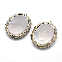 Brass Locket Pendants&nbsp;KK-F717-22AB-NR