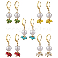 5Pair Brass Round Leverback Earrings&nbsp;EJEW-JE06367
