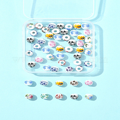 56Pcs Floral Printed Porcelain Beads&nbsp;PORC-FS0001-09