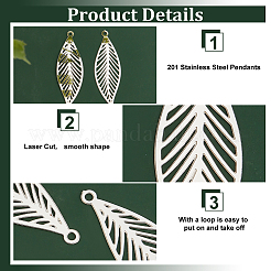 100Pcs 201 Stainless Steel Pendants&nbsp;STAS-HY0001-40