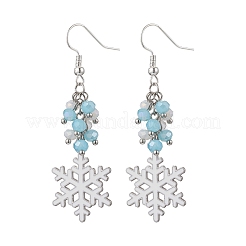 Snowflake Alloy Electroplate Glass Beads Dangle Earrings&nbsp;EJEW-TA00663