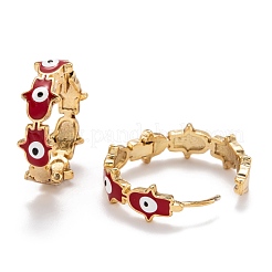 Brass Enamel Huggie Hoop Earrings&nbsp;EJEW-F264-20-G