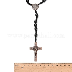 Oval Wood Rosary Bead Necklaces&nbsp;NJEW-C108-01